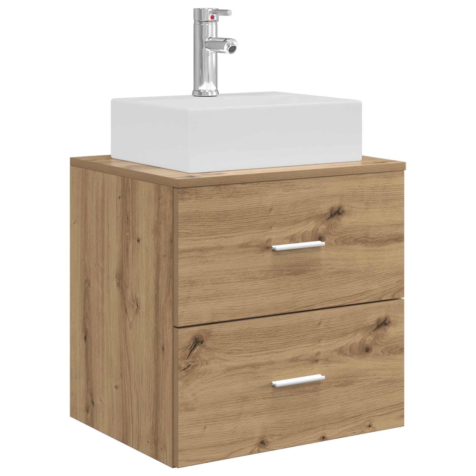 Vidaxl Artisanoak Wall-Mounted Sink Vanity Artisan Oak 49.5 X 41 X 62.5 Cm, Modern Bathroom Sink Vanity, Space-Saving Storage, Wall-Mounted Organizer, Engineered Wood For Stylish Home Interior