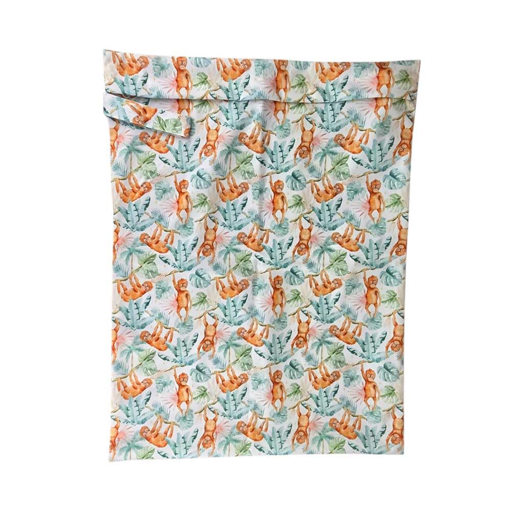 The Nappy Lady Thrive Wet Bag, Waterproof Storage for Nappies and Wet Items, Zip Closure, Essential Accessory for Cloth Nappies and eco Friendly households (Orangutan Oasis, Large)