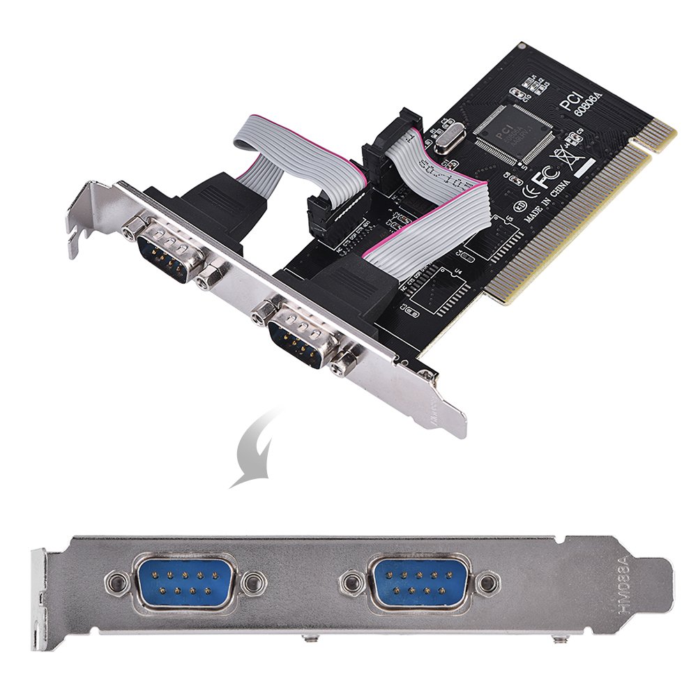 Richer-R PCI-E Carte Adaptateur, Carte Controleur PCI Express (PCI-E) vers 2 Ports DB9 RS232 RS-232 Supporte Le système d'exploitation Windows 2000/2003 / XP