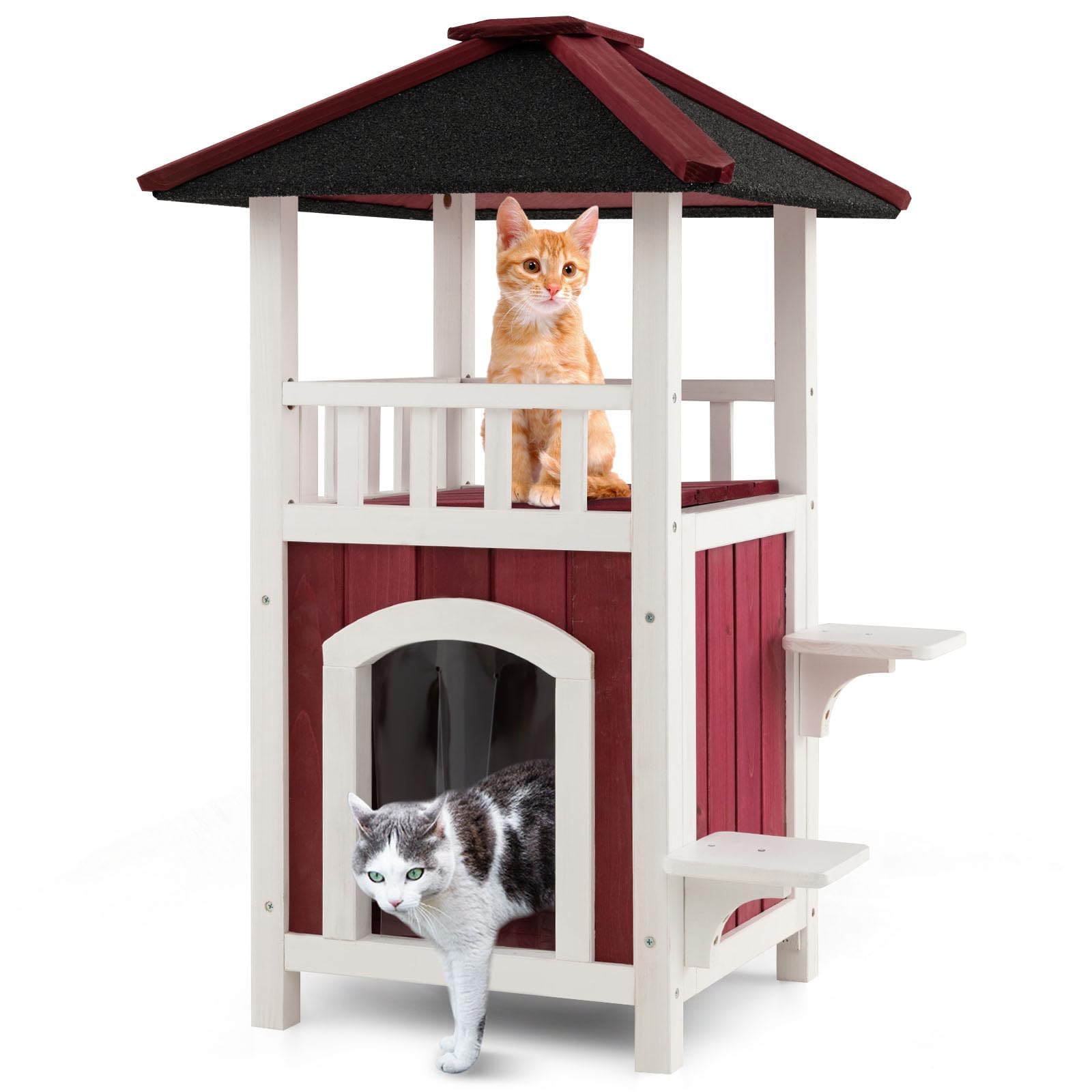 Houten outdoor huisdier box voor katten 180 x 80 x 114 inch met 3 platforms Houten outdoor huisdier box voor katten 180 x 80 x 114 inch met 3 platforms