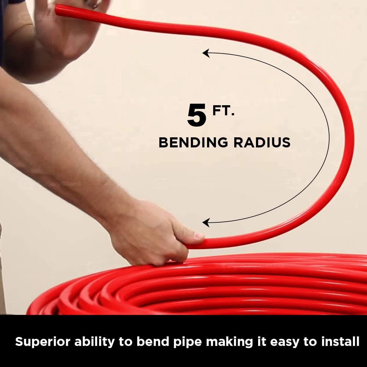 Supply Giant Oxygen Barrier PEX-B Pipe 1 Inch x 100 Feet Coil, Red Tubing for Radiant and Hydronic Heating Systems, Non-Potable Water Pipe for Winter Season