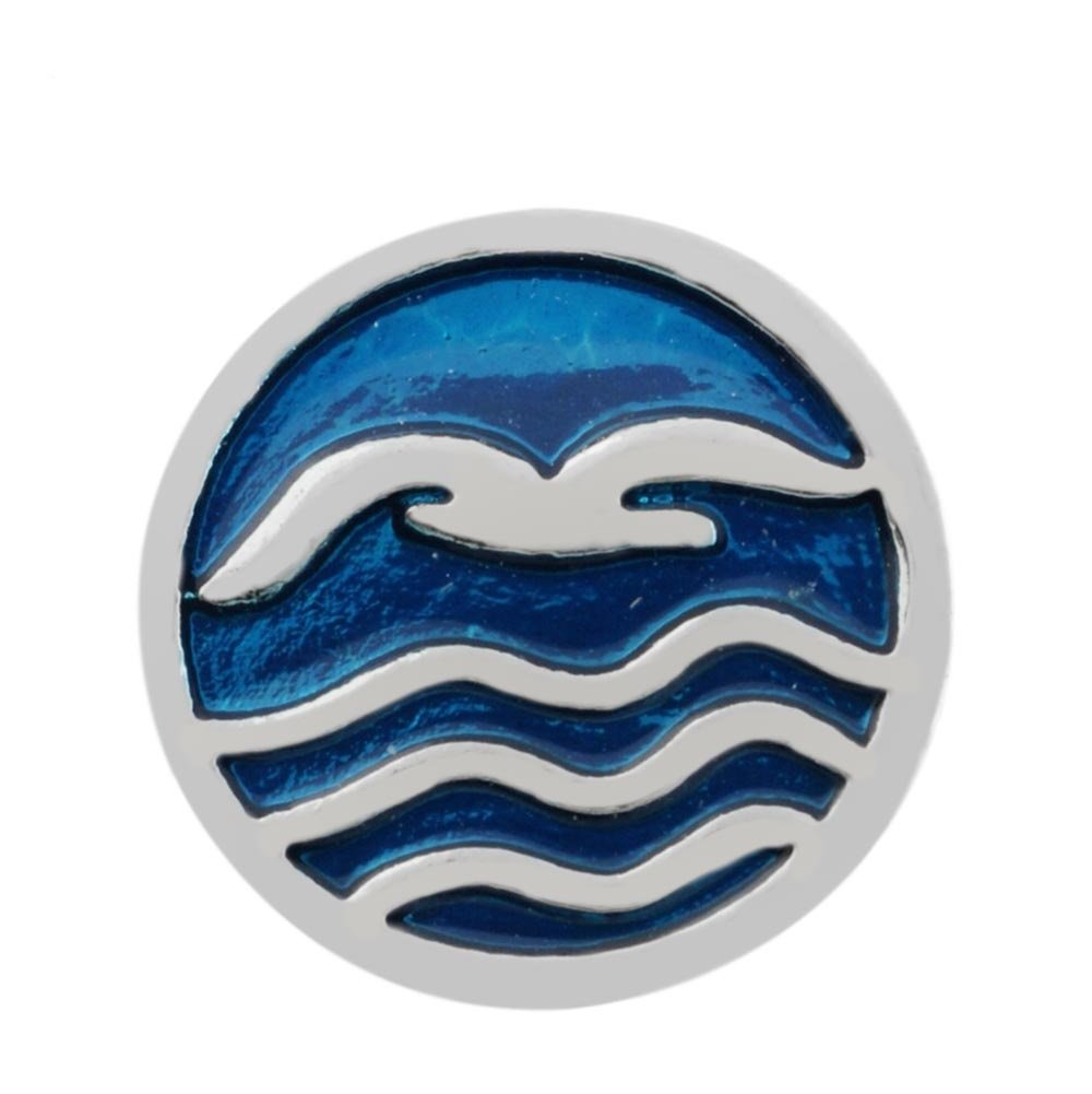 My Prime Gifts Interchangeable Mini Snap Jewelry Seagull in Ocean Waves fits 12mm, enamel