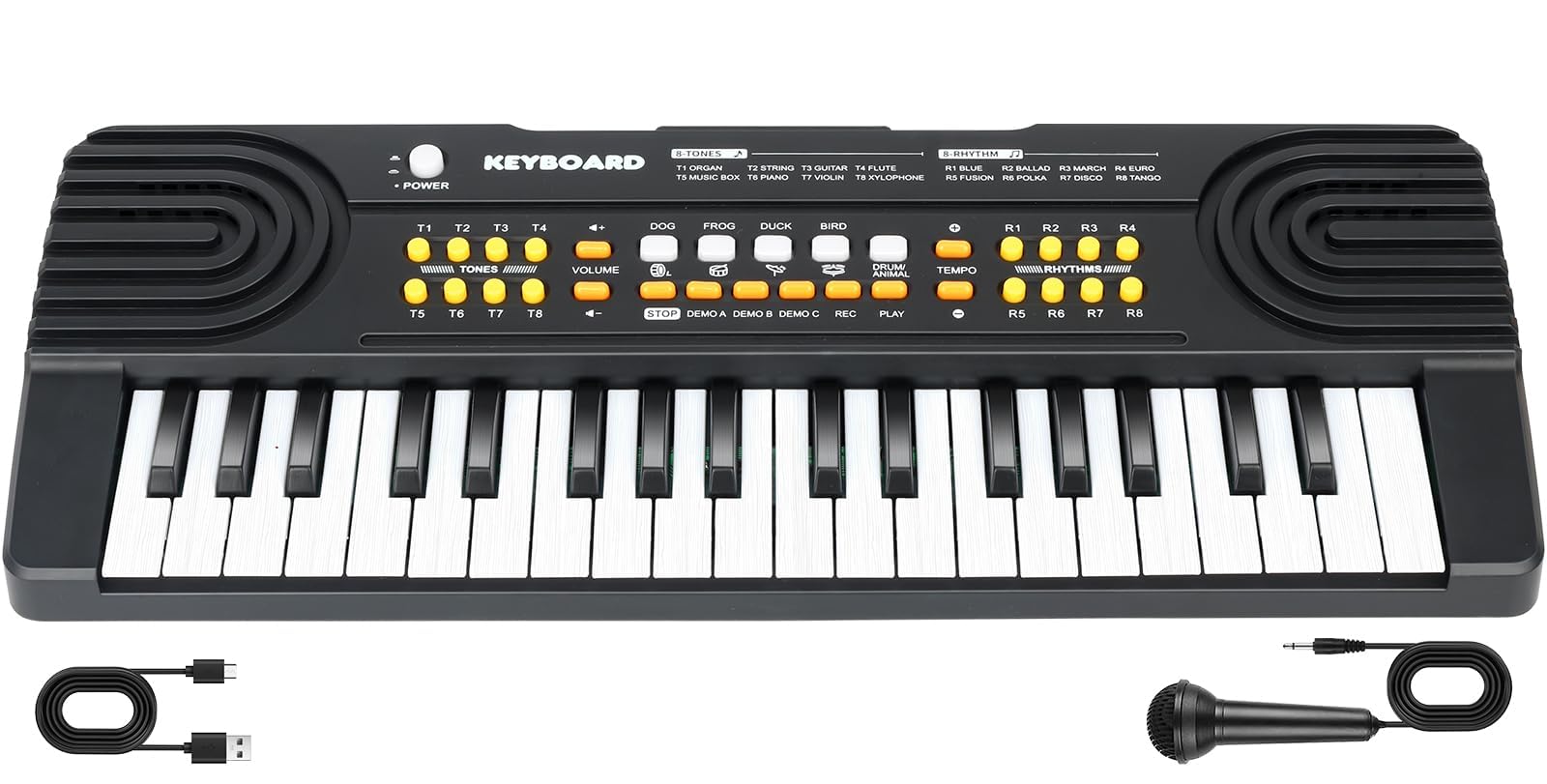 Clavier Piano pour Enfants 3-7 Ans Clavier 37 Touches Clavier Électronique Portable avec Microphone Jouet Musical Éducatif et Cadeau Populaire pour Garçons et Filles (Noir)