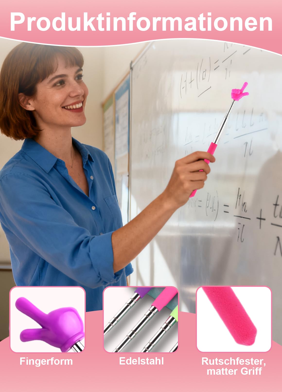Puntero extensible, 4 unidades, puntero de dedo índice, para profesores, interacción personal, para la escuela primaria, conferencias
