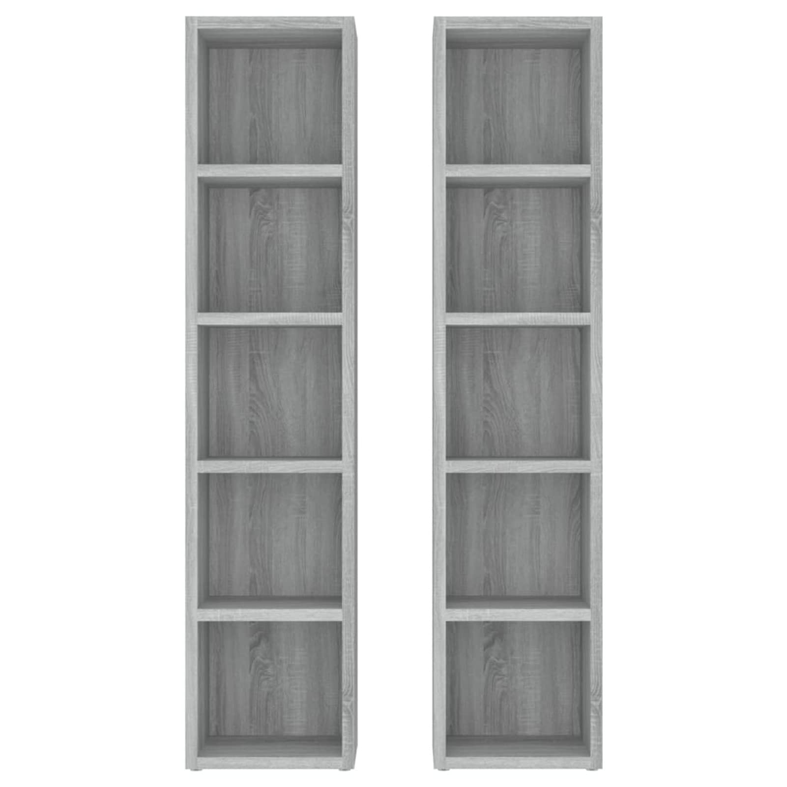 Mobili stojak na płyty CD 2 szt. Sonoma szary 21 x 16 x 93,5 Drewniany Multilay Modułowy regał na książki CD Klasyczny schowek drewniany