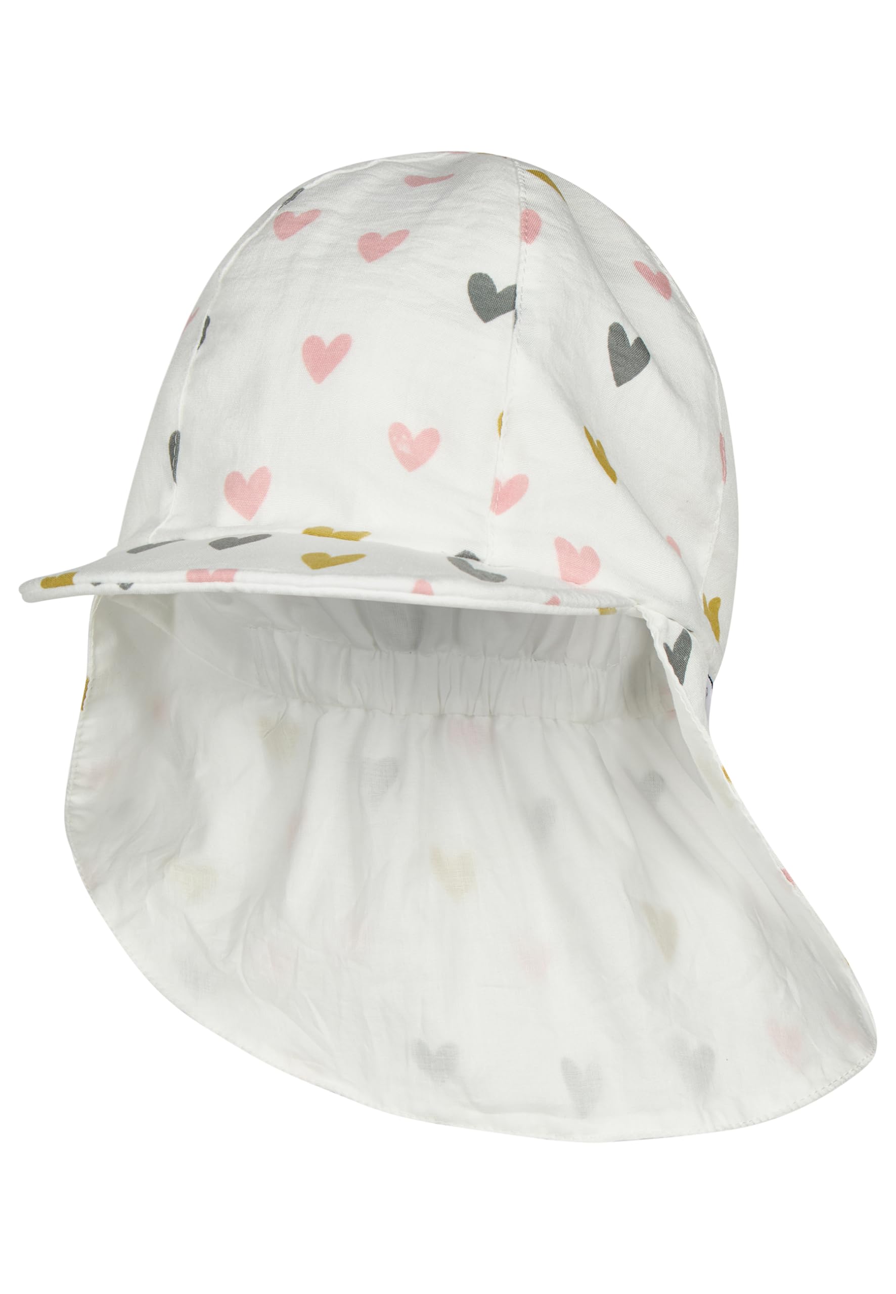 Sterntaler Schirmmütze Nackenschutz Herzen – Schirmmütze aus Polyester mit Herz-Print, Gummizug, gefüttert mit Bio-Baumwoll-Batist, UV-Schutz 50+
