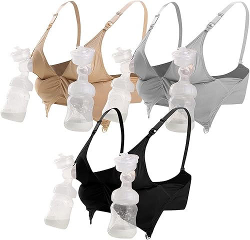 iloveSIA 3PACK Nursing & Pumping Bra All in One Hands Free Pumping Bra
