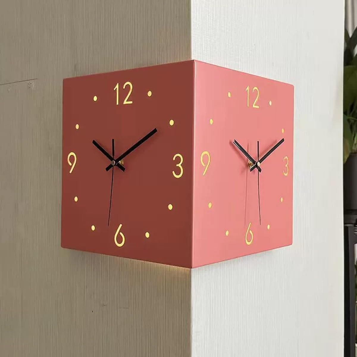 Reloj de pared digital de doble cara, luz LED, funciona con pilas silenciosas, diseño cuadrado para decoración de sala de estar y dormitorio, perfecto para el hogar u oficina