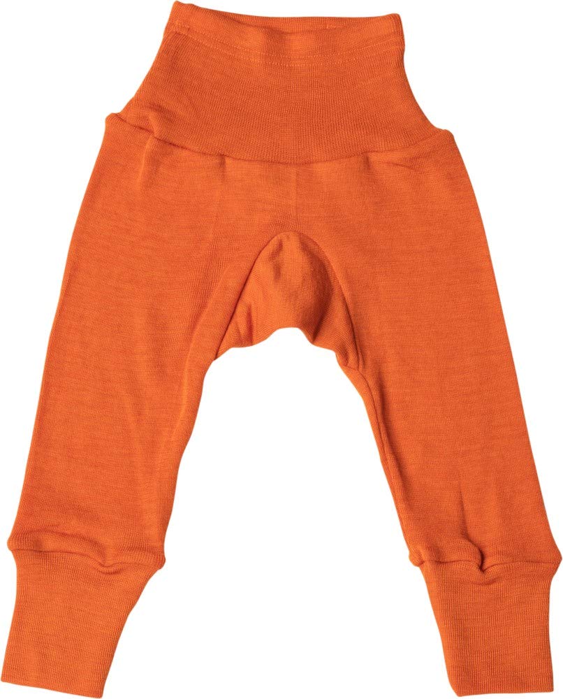 Cosilana Saffron-Orange Baby Pants, Longleg With Elastic Waistband, 70% Wool 30% Silk (Orange, 7-17 Month (74/80))