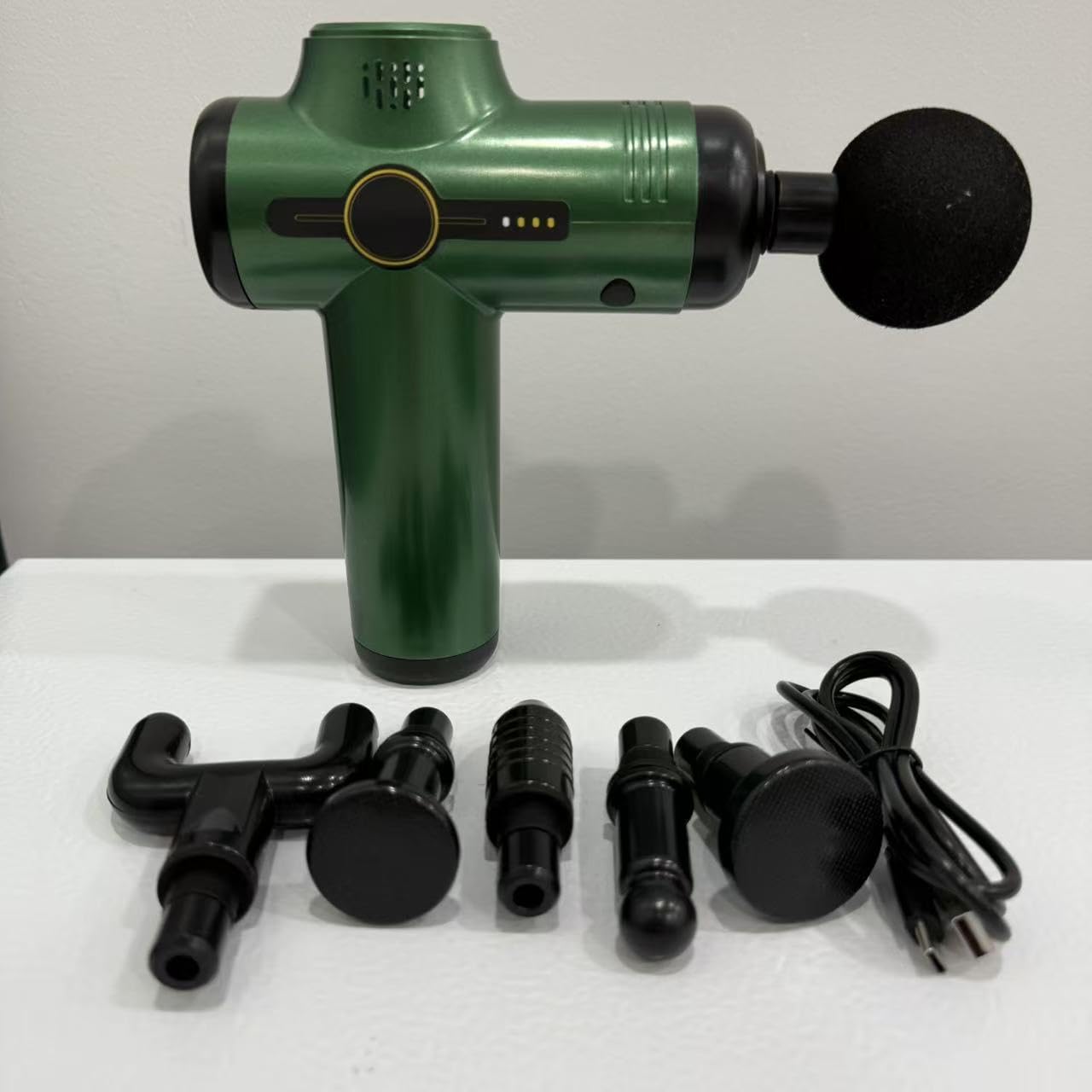 Pistola Massaggio Muscolare, Portatile Pistola Massaggiante Con 6 Livelli Regolabili e 6 Testine, per Schiena, Collo e Corpo (Verde)