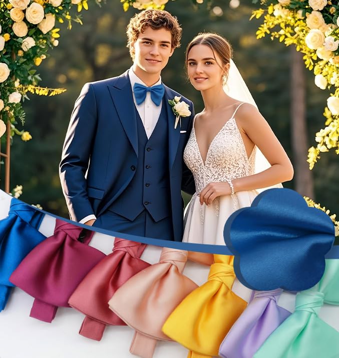 Image of Luckyvestir Oversized Bow Ties for Men, Pre Tied Clip on Men's Black Bowtie for Wedding Tuxedo Banquets Formal Wear