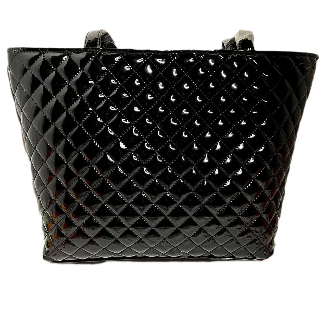 me funkyMefunky Quilted Shine Leather Tote bag for women big size black color