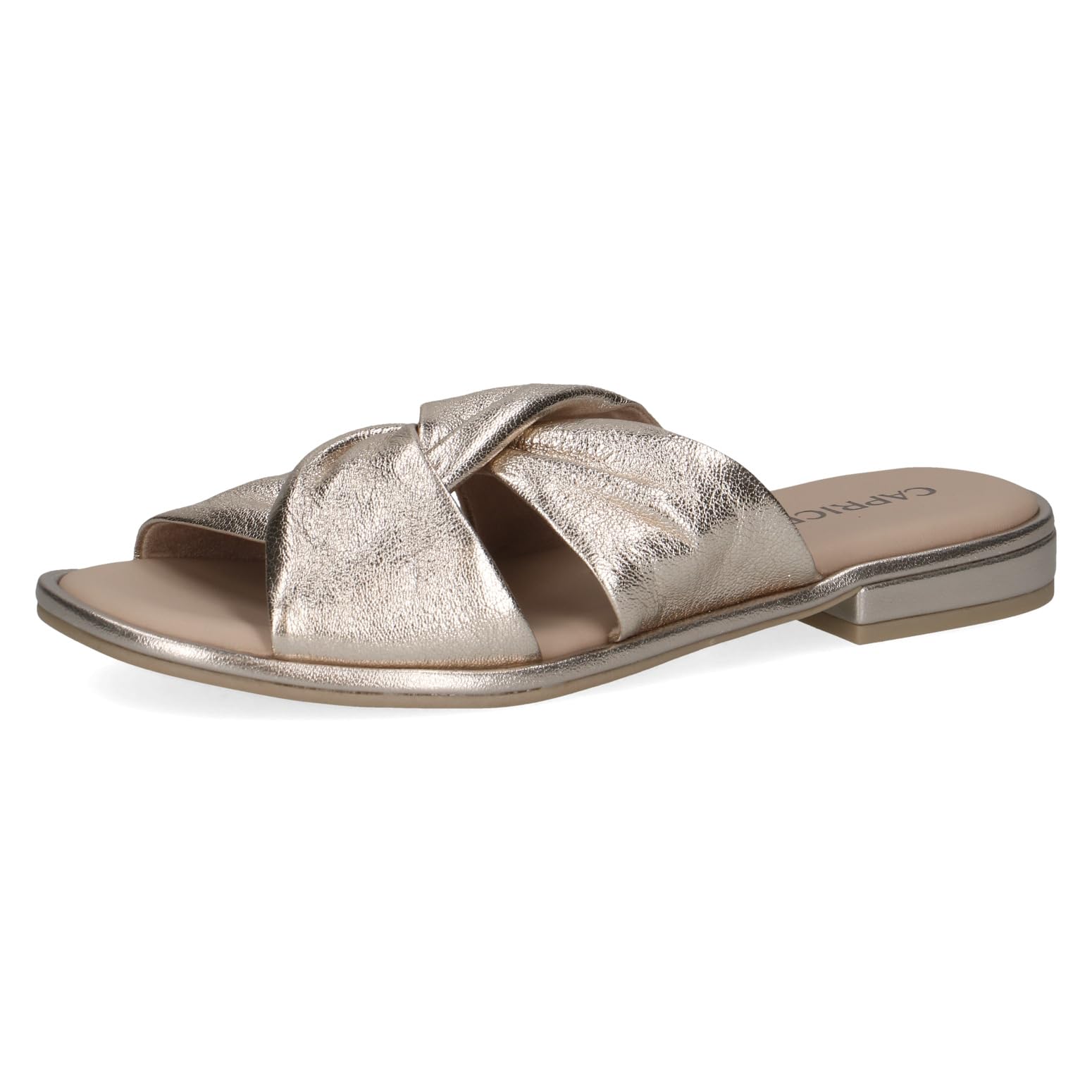CAPRICE Women's Leather Mules Comfortable, Metallic (Platin Metal.), 3.5 UK