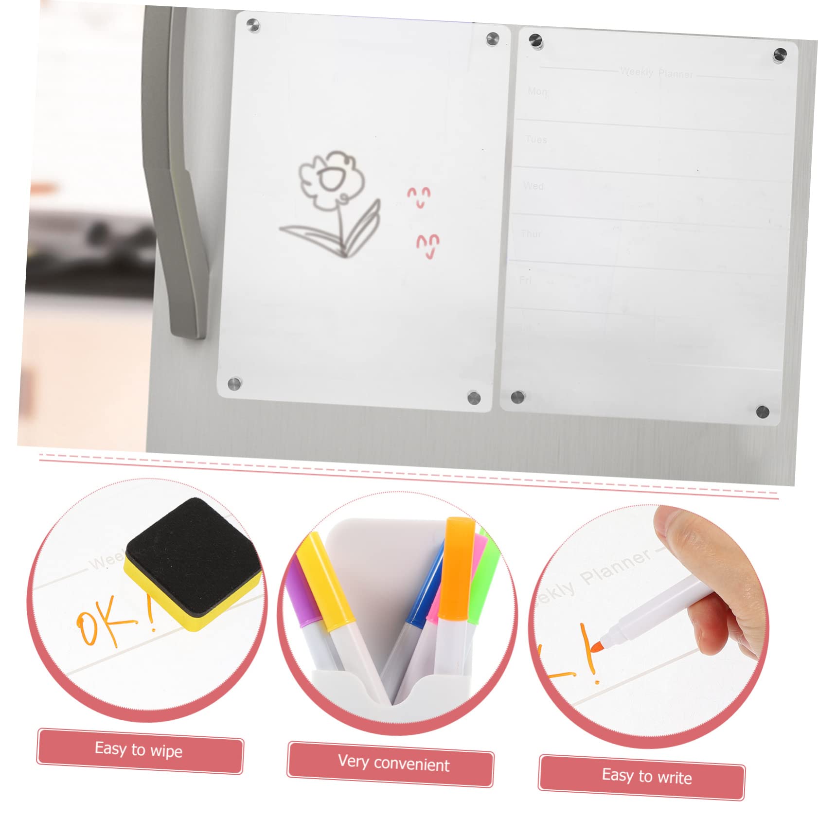 NUOBESTY Tablica Magnetyczna Na Lodówkę 35 Cm X 25 Cm Akrylowa Praktyczna Suchościeralna Do Codziennej Organizacji