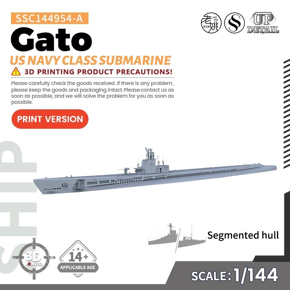 Niepomalowana łódź podwodna klasy Gato US Navy 1/144