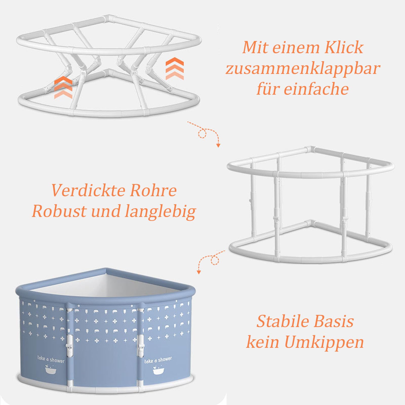 Faltbare Badewanne Für Erwachsene, 3s Ein Klick Falten, Freistehende Badewanne Mit Ablaufrohr, Tragbare Badewanne Für Home SPA, Eisbad