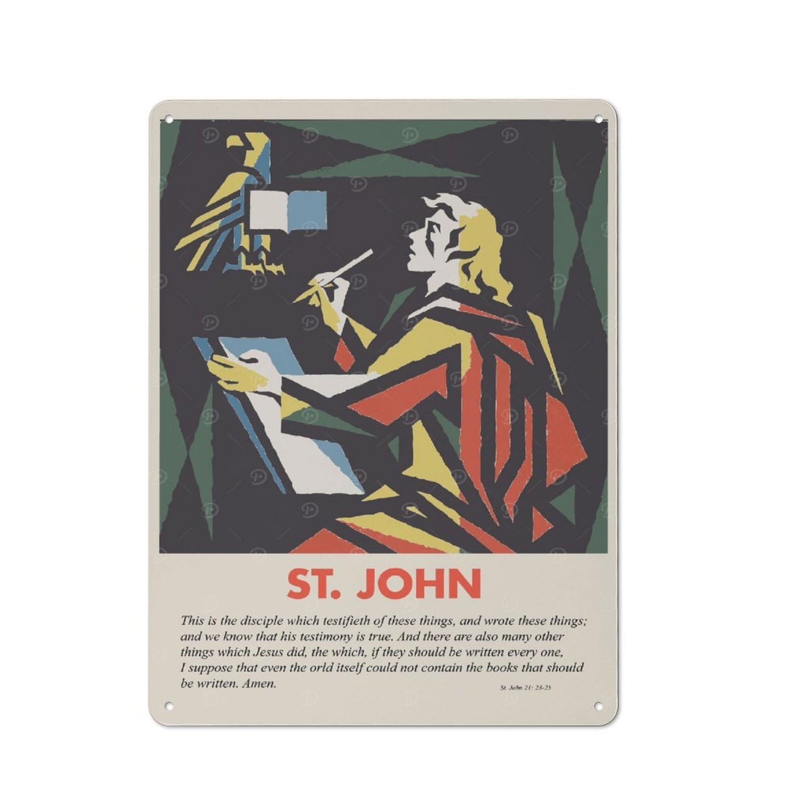 Junmoney St John Tin Wall Plaque 40X30cm With For Hobby Room Or Studio, For Home Interiors, Feature Walls And Decorative Displays