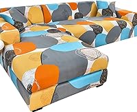 Vista 8 de Funda de sofá en forma de L, elástica y elastano en forma de L, funda para sofá de 3/2/4 asientos, funda de sofá modular, 1 pieza con correas