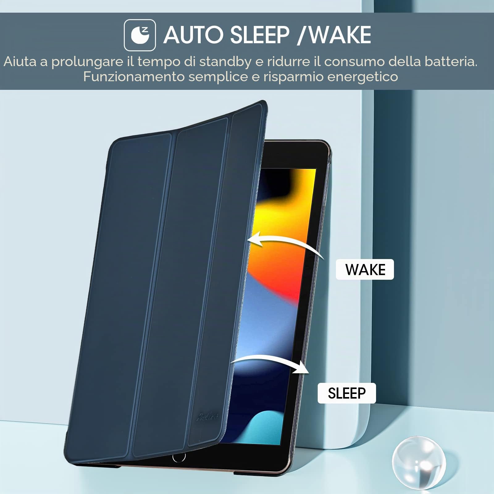 ProCase Cover iPad 9/8/7 Generazione, Custodia iPad 10,2 Pollici 2021/2020/2019 Auto Svegliati/Sonno - Blu Marino