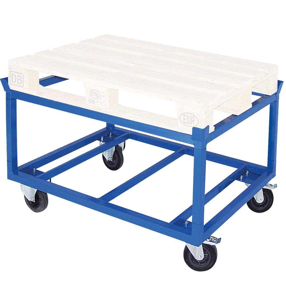 BRB Palettenroller/Rollrahmen f. Paletten, hohe Ausführung, LxBxH 1220x820x775 mm, Tragkraft 500 kg, blau