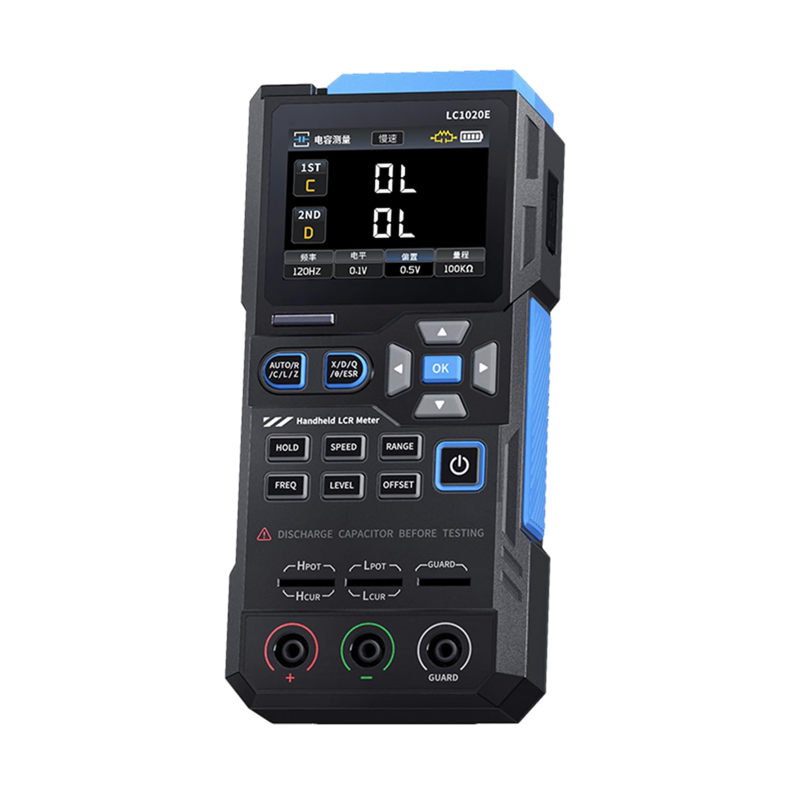 Yosoo Health Gear Miernik, Ręczny Cyfrowy Tester Pojemności z Zaciskami Kelvina, Automatyczny Pomiar od 100 Hz do 100 KHz, Dwuparametrowy Wyświetlacz TFT, do Napraw R i D Oraz Testów Przemysłowych