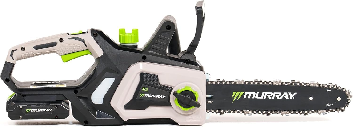 Murray Motosierra Inalámbrica 20V MU-BAT-CS30-KIT – Espada & Cadena 12", Función SDS, Freno de Seguridad Doble – Empuñadura Redonda, Gran Ventana de Aceite – Incluye Batería 4Ah & Cargador