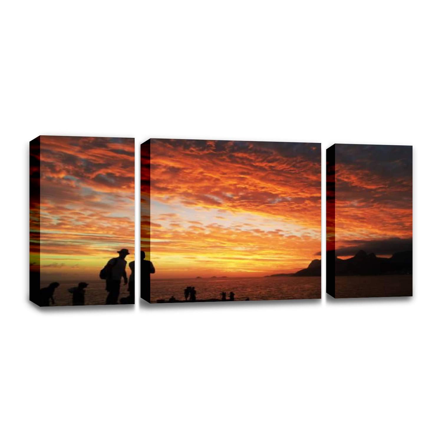 Sunset in Rio de Janeiro Ipanema arpoador Silhouette sea Stock Wall Decor Print on Canvas Modern Artwork Living Room Bedroom Painting Art Wall