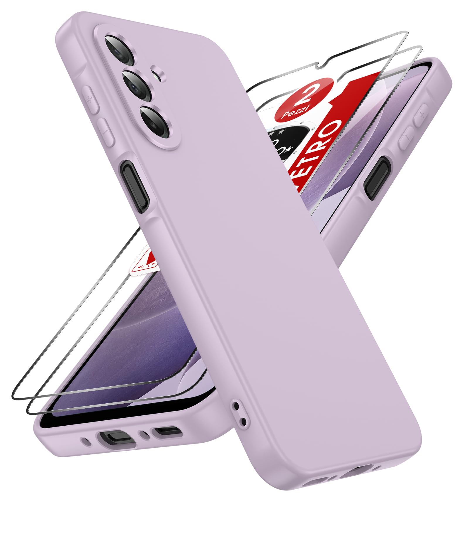 LeYi Cover per Samsung A26 5G con 2 Pezzi Vetro Temperato, Custodia Morbida Silicone Liquida TPU Protettivo Ultra Slim Antiurto, Case con Protezione Fotocamera per Samsung Galaxy A 26