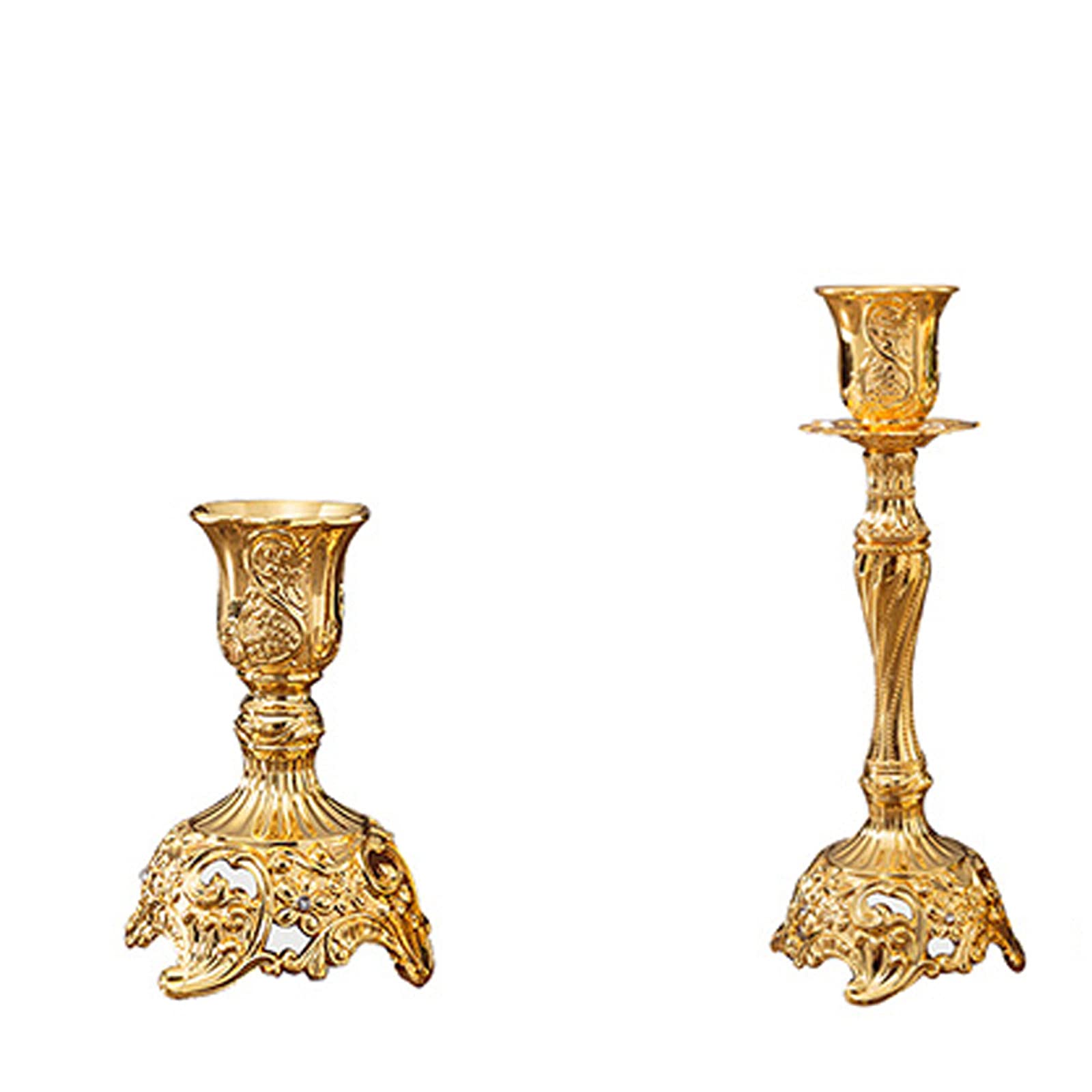 Sbjklyrn One Color Candleholder, 2 Pcs/Pair Gold/Silver Metal Candle Stand God Candlesticks Metal Retro Table Home Decoration Candle Holders