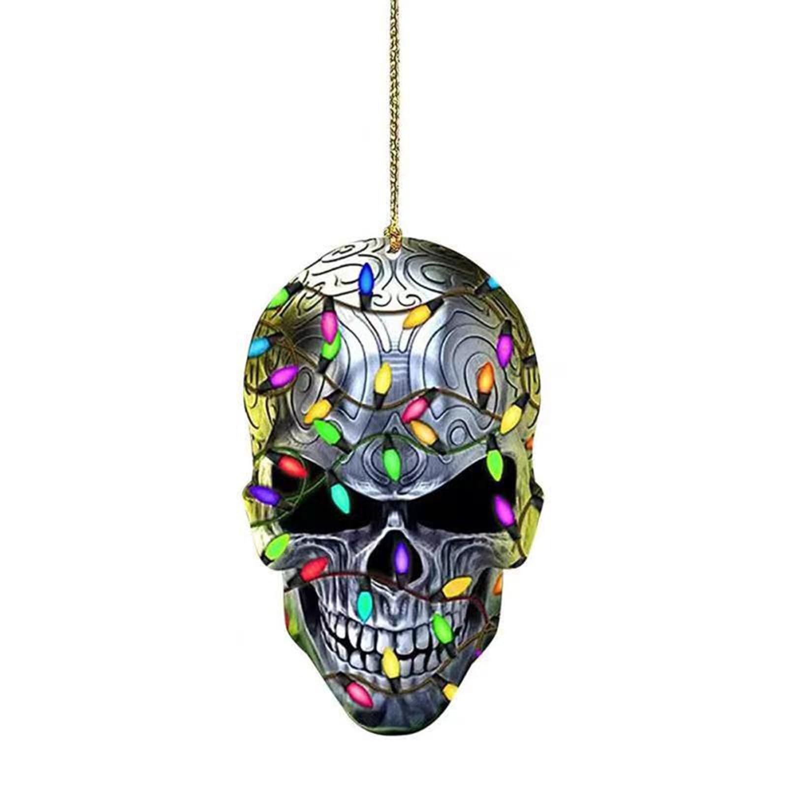 Smalibal Halloween Skull Pattern Car Rear View Mirror Pendant, Car Mirror Hanging Ornament, Auto Decoration Rearview Mirror Pendant, Car Mirror Hanging Accessories, Rearview Mirror Decor B