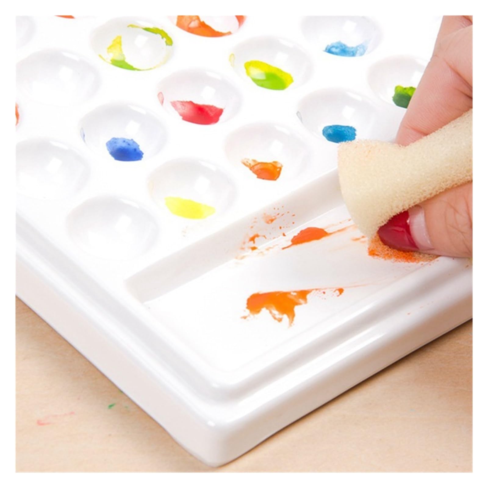 Paleta de Pintura para cerámica Paleta de Pintura artística Rectangular cerámica imitación, Paleta Acuarela vacía for, al óleo acrílica Gouache(20.7 * 15cm)