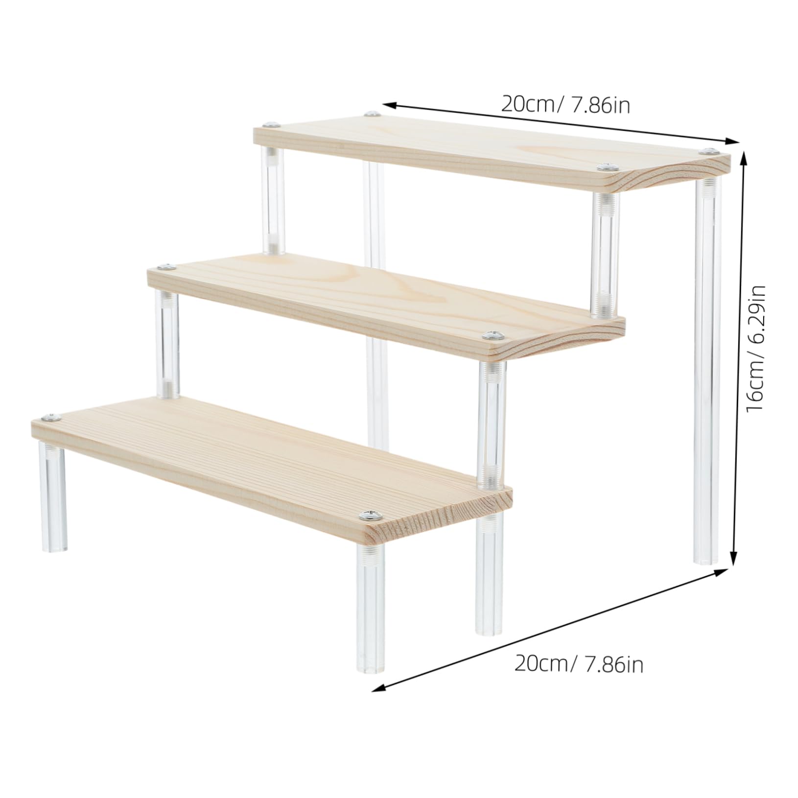 Unomor Wooden Tiered Display Stand Acrylic Perfume and Jewelry Holder Multi-Level Display Easy Assembly for Retail