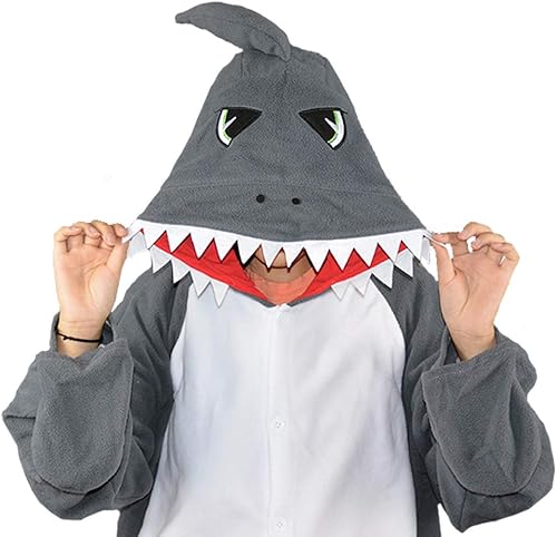 Miniatura 4 de Pijama de tiburón para adultos, disfraz de tiburón de una pieza, pijamas de animales para el hogar, ropa de dormir para mujeres y hombres, rosa