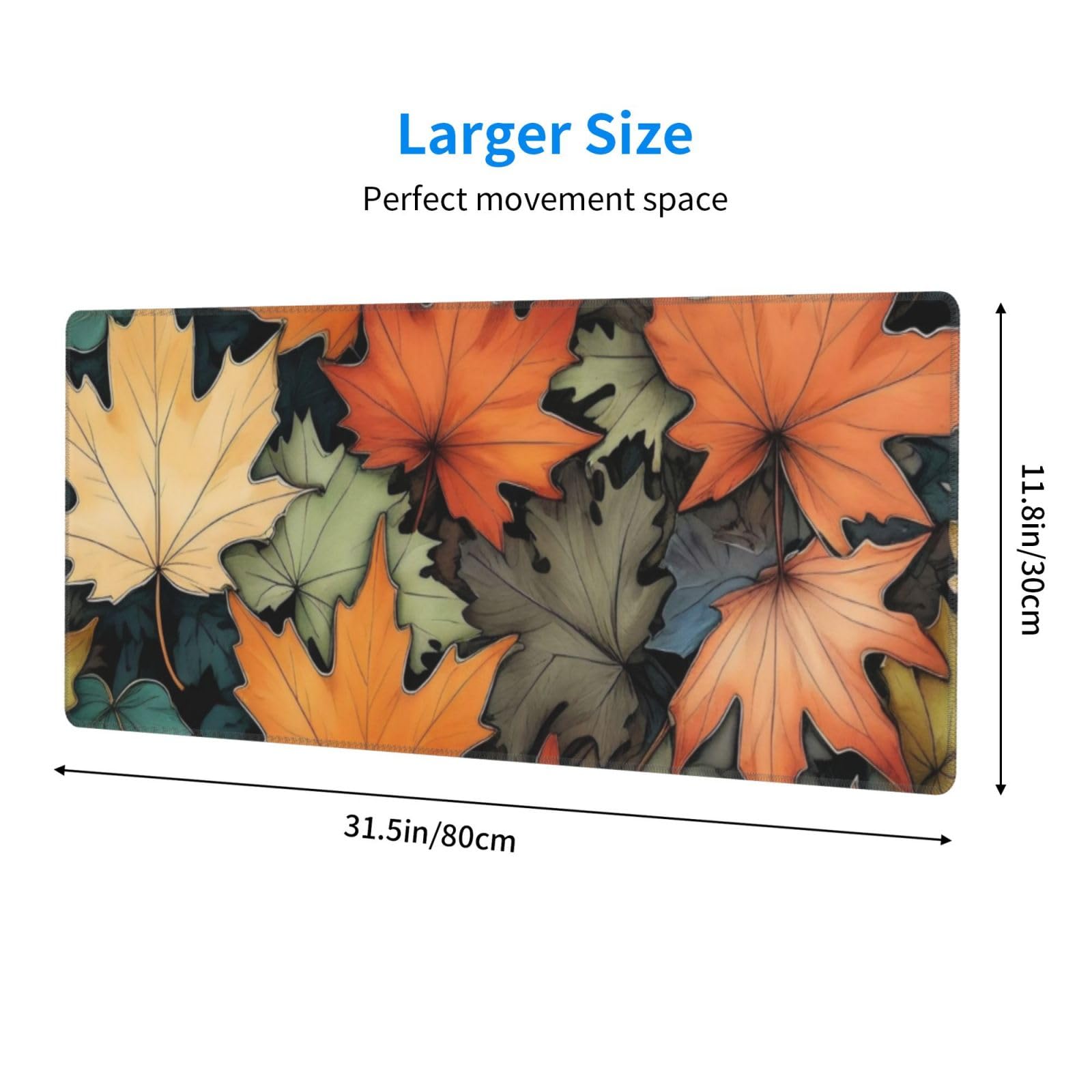 Large Gaming Mouse Pad With Non-Slip Rubber Base, Fall Autumn Leaves Mouse Mat With Stitched Edge, 35.5"x16" Extended Desk Mat For Laptop Desk Pad, Keyboard Pad For Office Desk Protector - View #9