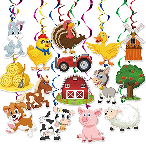 Farm Animal Party Hanging Swirl Decorations 30 Pack Party Banner Hanging Swirl Banner Decor Animal Farm Party Supplies for kids Birthday Party Baby Shower