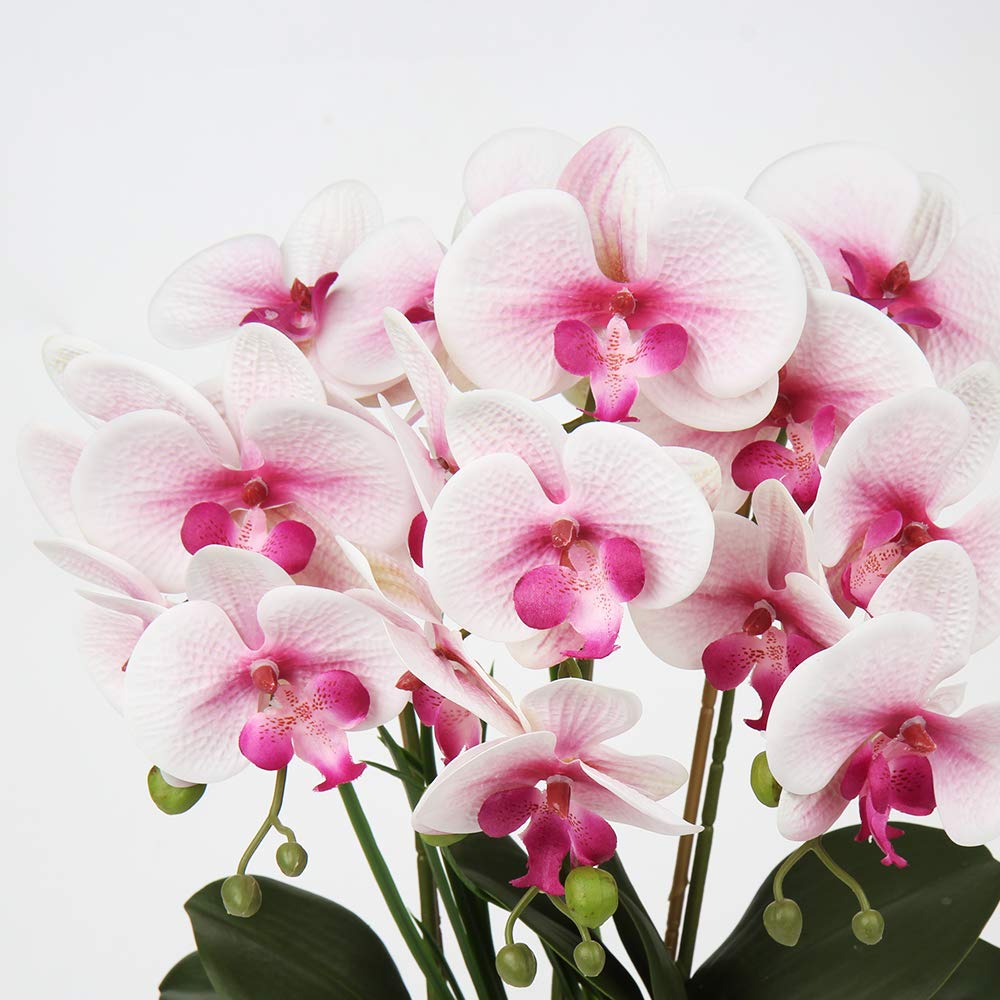 Oairse Plante Artificielle orchidée, Fleurs artificielles, avec de Vraies Fleurs, en céramique, pour décoration de Table, Chambre à Coucher, Salle de Bain, Salon, Höhe 44cm, Rose
