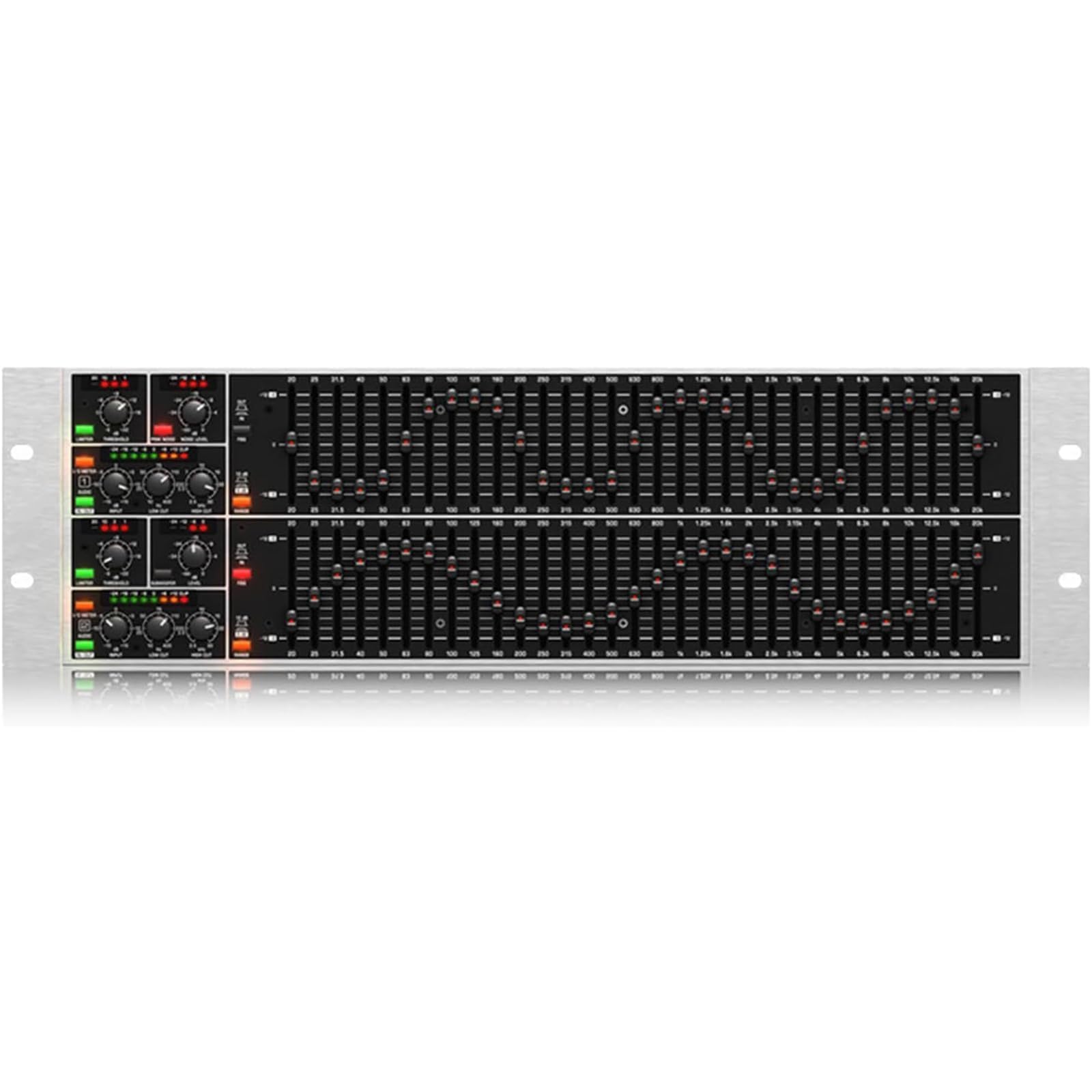 Equalizzatore grafico, stereo a 31 bande con rilevamento feedback, generatore di rumore, limitatore integrato, altezza rack standard per studio