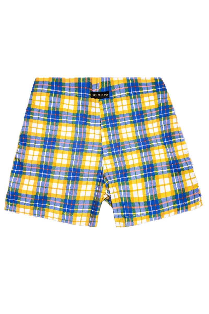 french crown Men's Macaroni Yellow and Mariner Blue Plaid Premium Giza Cotton Boxer-picture-59