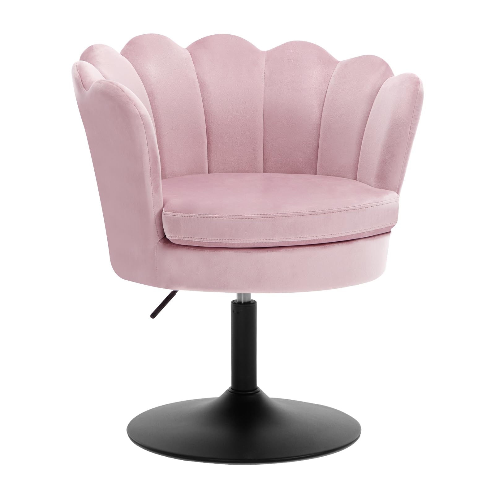 WOLTU Taburete de Tocador, Taburete de Maquillaje con Respaldo Forma Flor para Tocador, Dormitorio y Salón, Altura Ajustable 43-55cm, Terciopelo, Rosa