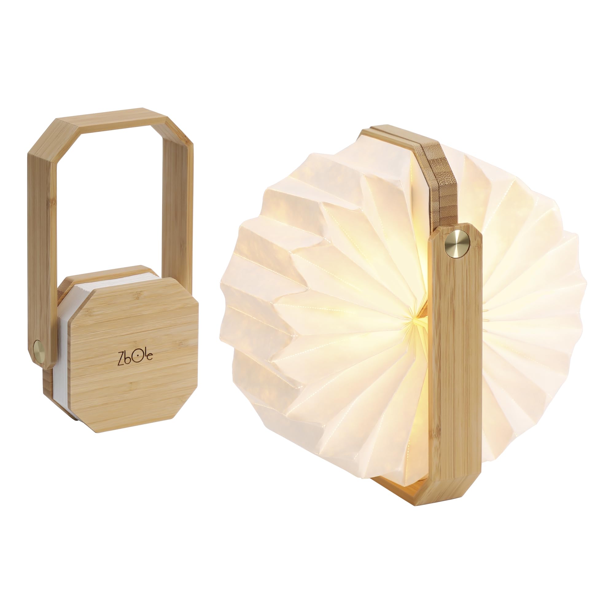 Lampada da Tavolo in Legno con Manico, Lampada a Lanterna Giapponese, Luce Ambientale, Lampada d'Atmosfera, Lampada a LED Ricaricabile per Casa & Esterno & Feste & Regalo (Bambù)