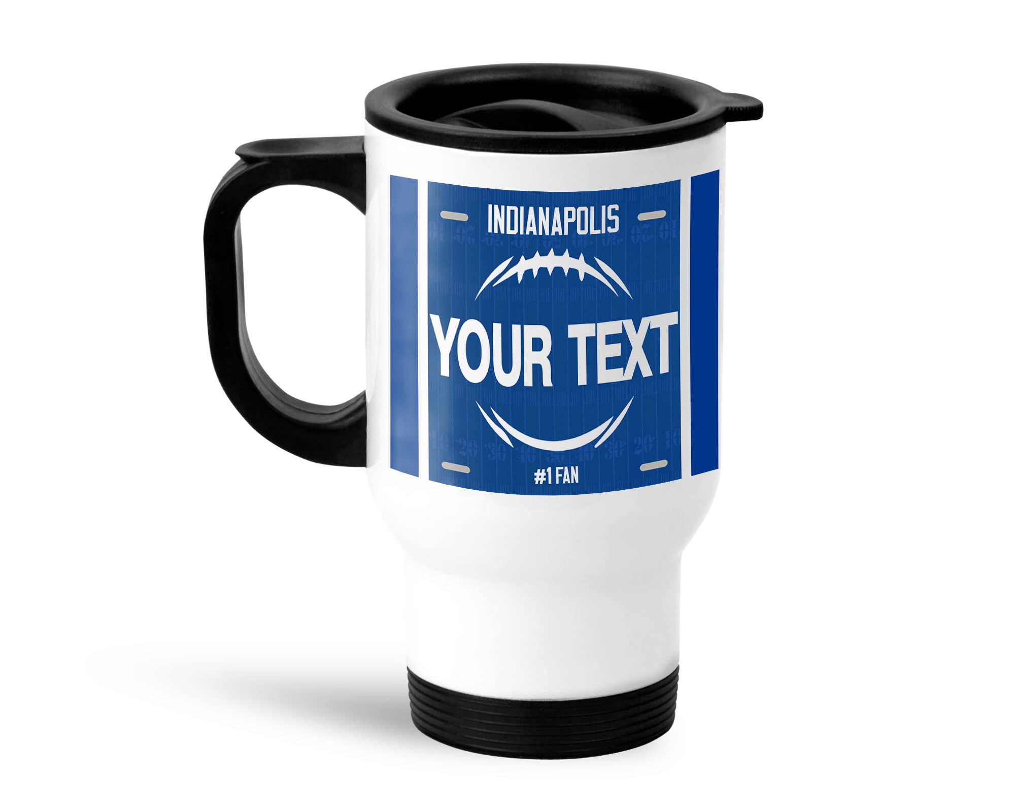 BRGiftShop Personalized Custom Name Football Team Indianapolis 14oz Stainless Steel Travel Mug with Lid
