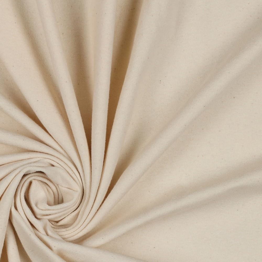 VmG-Store Jersey Fabric Plain Sold by the Metre 75 Colours for Sewing Cotton Jersey Sewing Fabric Children's Fabric 150 cm Wide (077 I Natural)