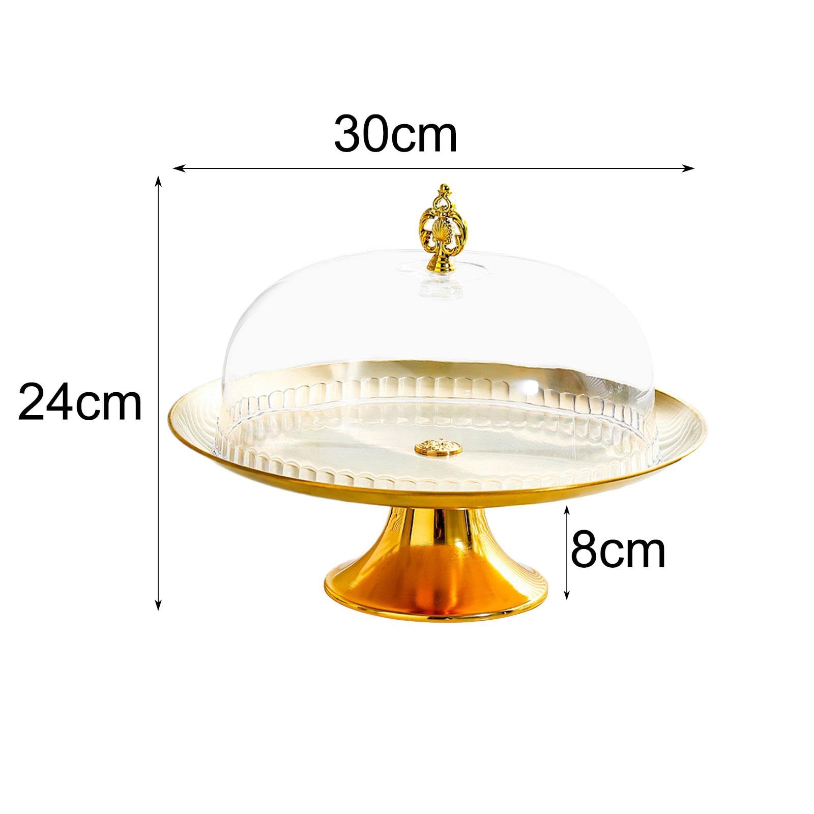 Présentoir à Gâteaux sur Pied, Polyvalent, Réutilisable et élégant, avec Couvercle En Forme de Dôme, Idéal pour Pâtisseries, Biscuits, Amuse-gueules E, 30 cm