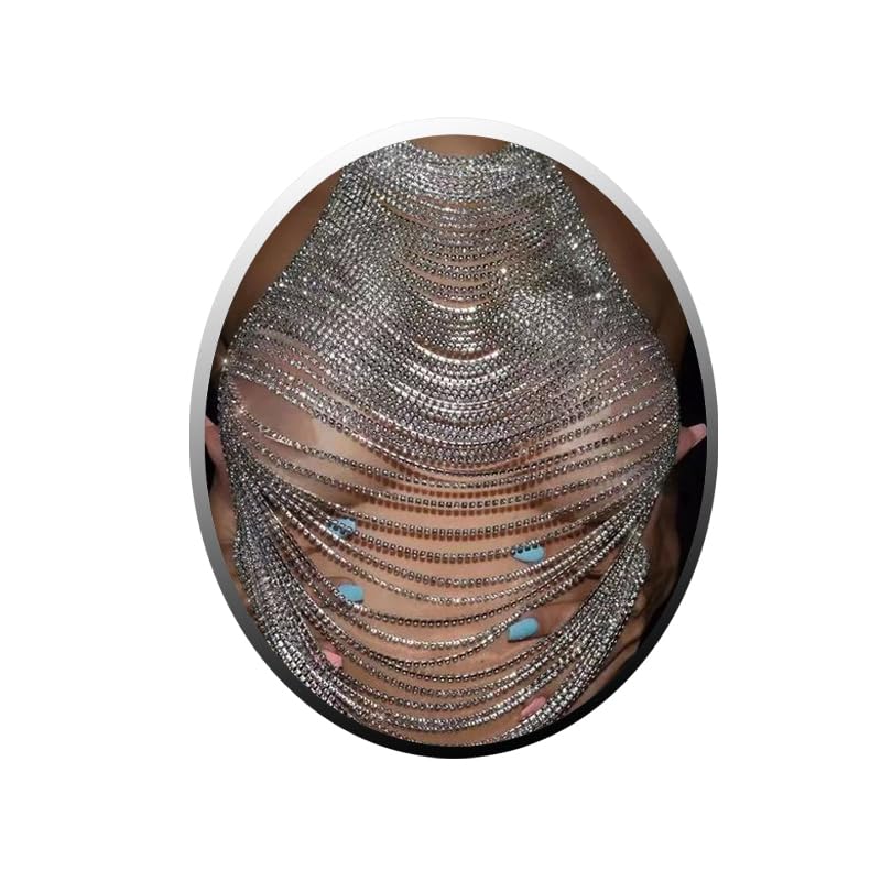 STONEFANSRhinestone Body Chain Top For Women Men Sexy Bikini Bra Chain Body Jewelry Layered Underwear Party