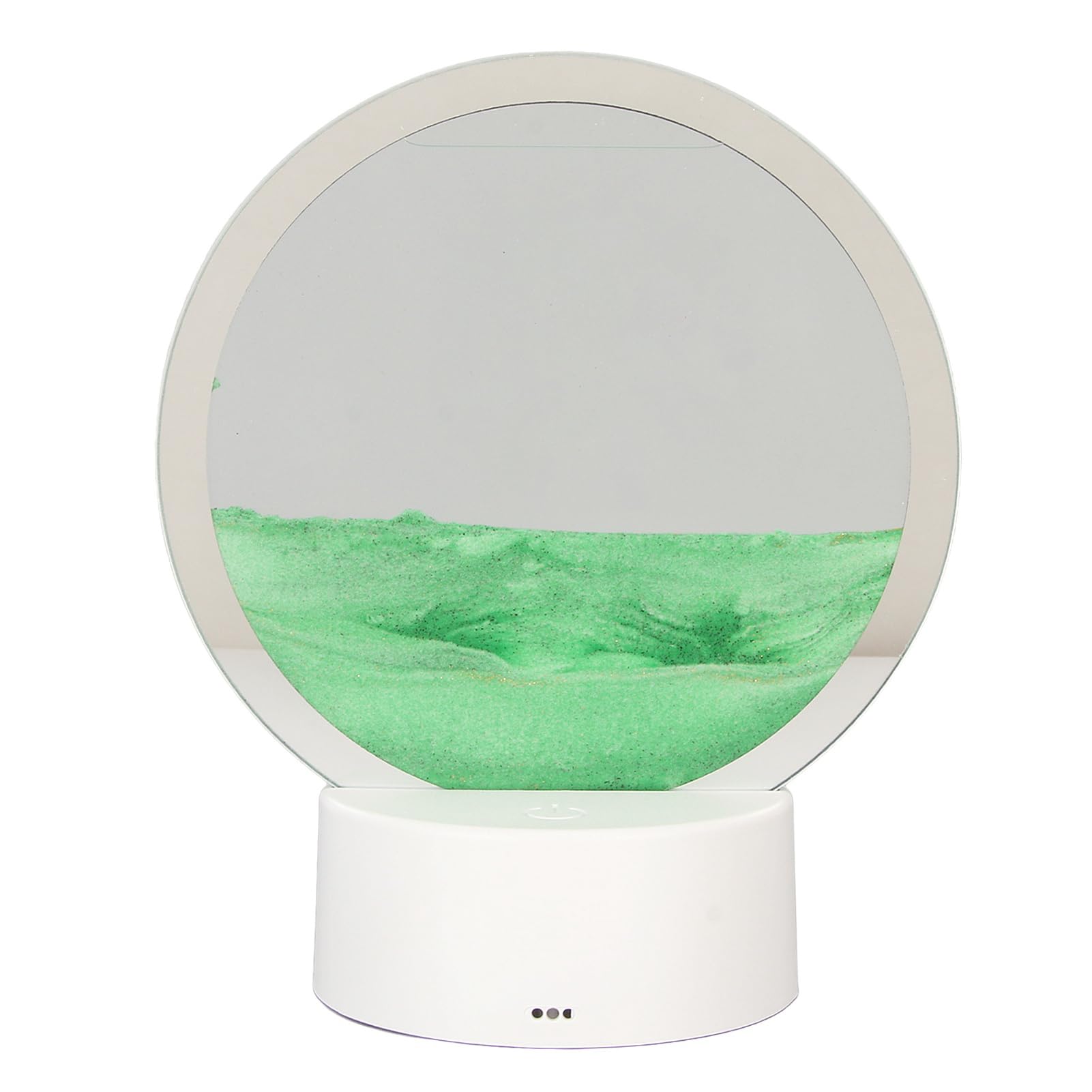 SUNFECILI Moving Sand Art,Calming Fidget Dynamic Sand Art Sandscapes,Round Glass Moving Sand Art,Round Frame 3D Transparent Glass Battery USB Powered Lights Dynamic Sand Picture for Family