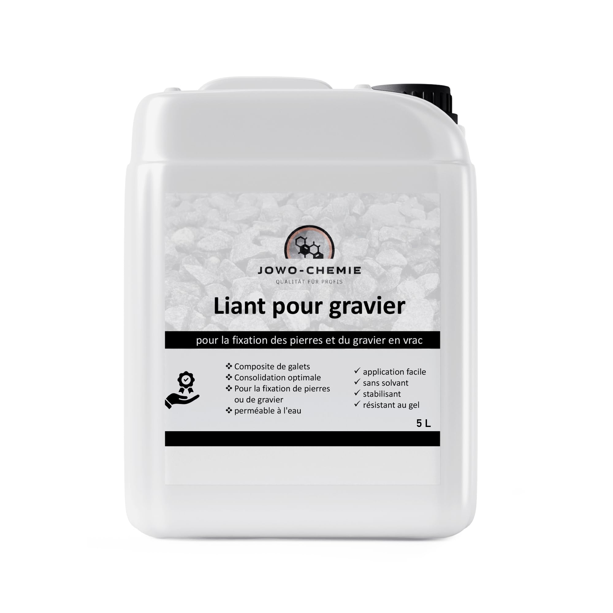 Liant pour gravier extérieur 5L – Stabilisateur de gravier & colle cailloux pour allées, terrasses et jardins | Fixateur drainant anti-déplacement pour gravier, pierre et galet décoratif.