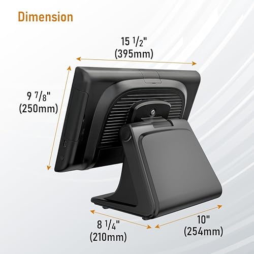 Vista 11 de ASSUR Terminal de caja registradora POS Pantalla táctil de 15.6 pulgadas, pantalla de cliente de 11.6 pulgadas, CPU de 4 núcleos, 4 GB RAM 128 G