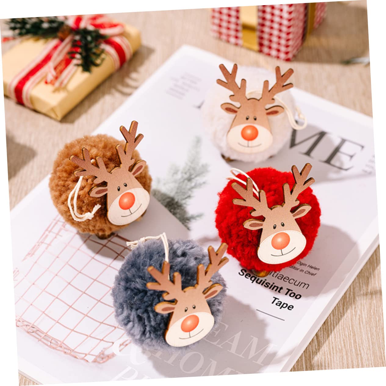 Zerodeko 4 Set Ciondolo Albero Di Natale Addobbi Natalizi Ghirlanda Pendenti Natalizi Ciondolo Natalizio Decorazioni Natalizie in Feltro Di Legno Decorazione Della Finestra 4 Pezzi*4