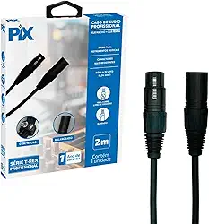Cabo XLR Cannon Macho + XLR Cannon Fêmea 100% Cobre Para Instrumentos 2 Metros