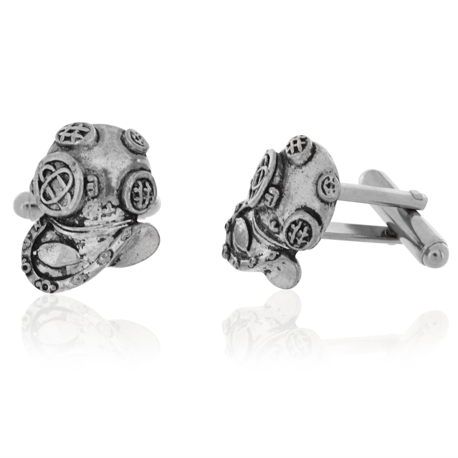 Harry Smith PewterVintage Style Divers Helmet Cufflinks, Pewter